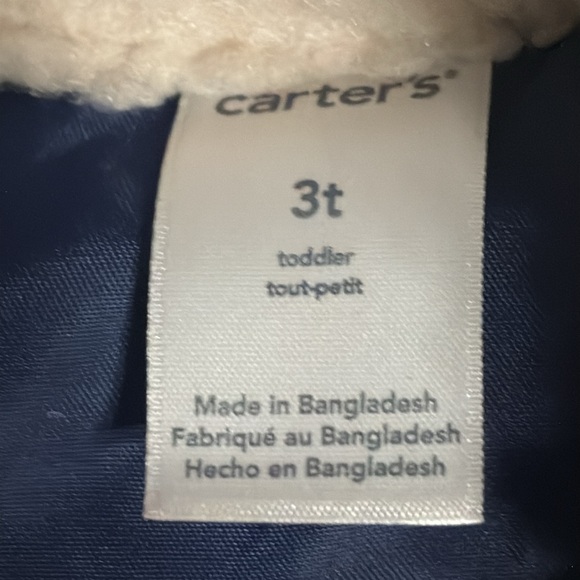 NEW!Carters Navy Snap Up Boys Vest W/ Contrasting Sherpa Collar and Tan Corduroy - Picture 5 of 7